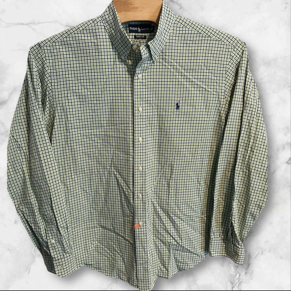 Ralph Lauren Shirt Mens 2XL XXL Plaid Button Down Classic Fit Casual
